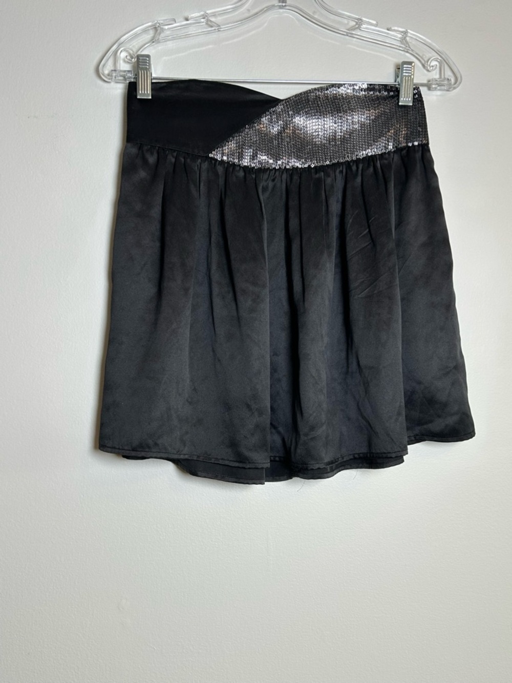 Dolce Vita silk mini Skirt black  Sequin Waist pockets Y2K party small